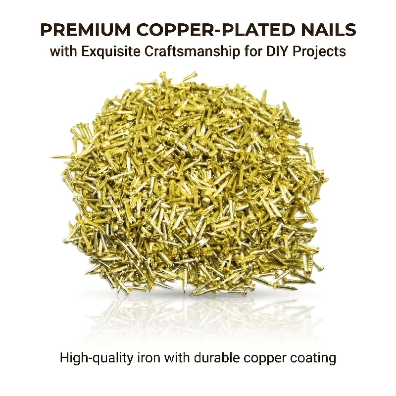 Copper-plated Small Iron Nails, Round Head Small Nails, Wooden Box Nails, Craft Iron Nails, DIY Copper-plated Accessory