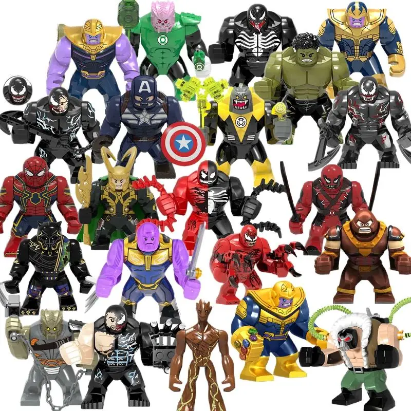 Building Blocks Mini Model Figures Big Goblin Disney Spiderman Iron Man Venom Captain Hawk Deadpool Technic Armor City Gift Toys