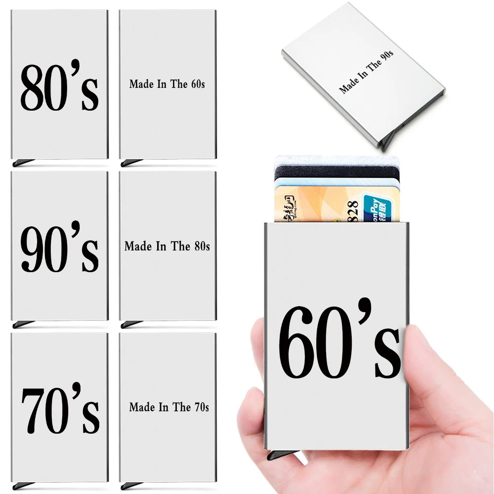 

Men Id Credit Rfid Card Holder Bank Years Letter Locking Wallet Security Aluminum Box Metal Purse Card Holder Case 2024 New