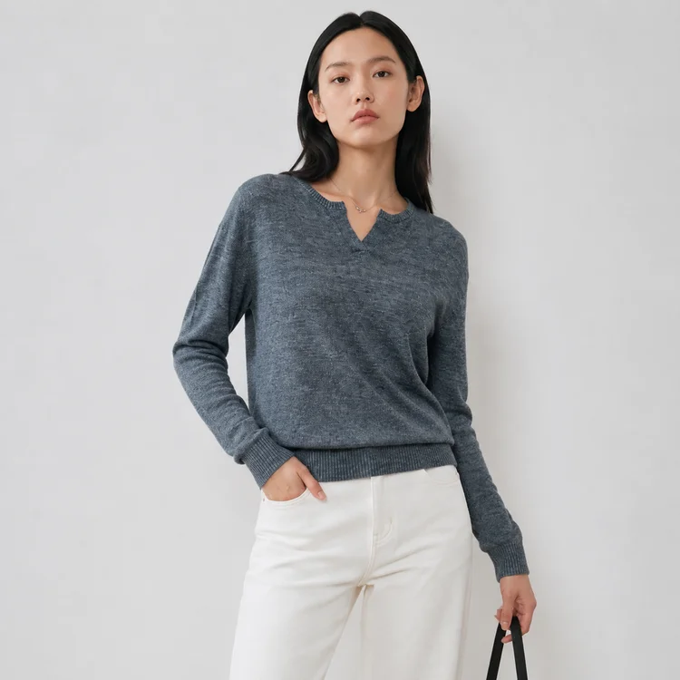 Women Autumn Winter Shimmer Lurex Inner Mongolia 100% Cashmere V-neck Cropped Thick Knit Cardigan