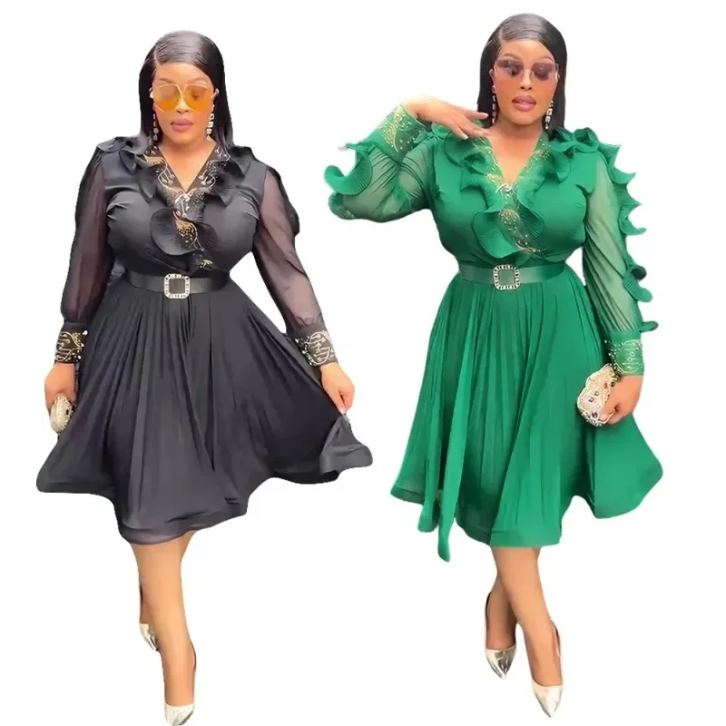 

L-3XL Elegant African Dresses for Women Africa Clothing Plus Size Wedding Party Long Dress Dashiki Ankara Outfits Robe 2025