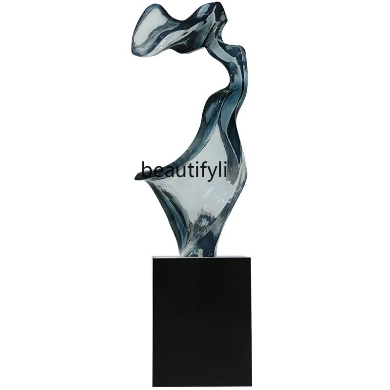 

53Modern light luxury transparent resin sculpture ornaments Hotel lobby abstract art aisle floor decoration
