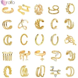 Pendientes de Clip pequeños minimalistas para mujer, puños de oreja chapados en oro de 24k/plata, sin Piercing, joyería de cartílago falso, pendientes