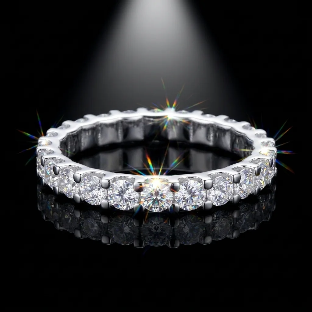 

Кольцо с муассанитом, серебро 925 пробы, цвет D, чистота VVS1, полное обожествление, штабелируемое, женское, с сертификатом