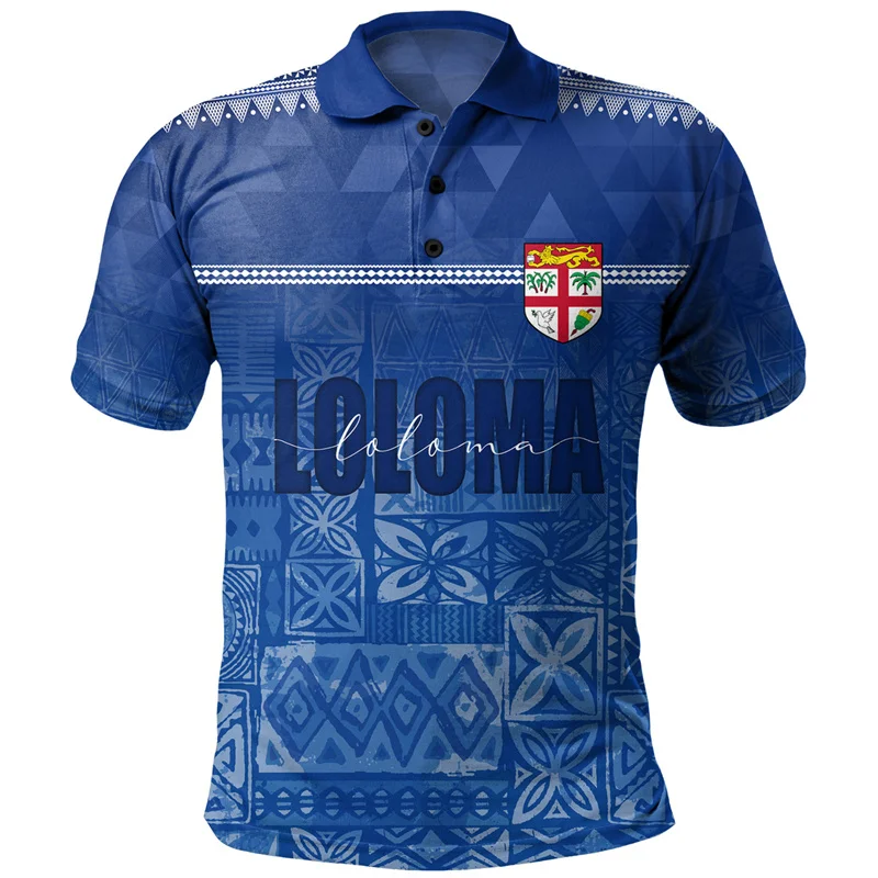 Vintage Summer 3D Printing FijiRugby Fly Fijians Polo Shirt For Men Happy Fiji Day Graphic Polo Shirts Kid Fashion Cool Polos