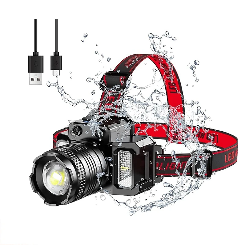 

1 Set Camping Headlamp 360° Adjustable Angle Headlight Flashlight Motion Sensor For Fishing