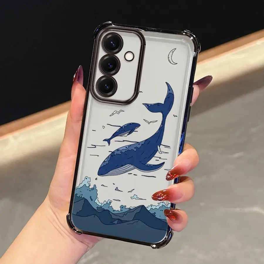 Anime Whale Pattern Phone Cover Case for Samsung Galaxy A25 A52 A17 A16 A35 A36 A26 A21s A33 A13 A15 A24