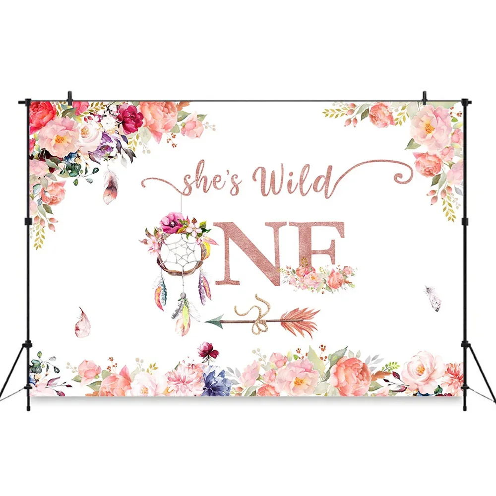 Bohemian Girl Boy Customized One Birthday Party Background Fawn Fox Forest Baby Shower Photo Studio Photography Backdrop Decor