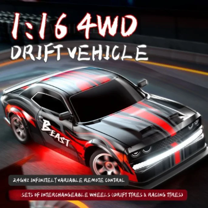 

Радиоуправляемая машинка Beast Drift Master в масштабе 1:16 - экстремальный полный привод, 2.4 ГГц, с непрерывной трансмиссией и подсветкой для высокоскоростного управления