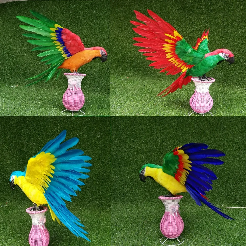 

Foam&feather Bird Gareden Decoration Colourful Feathers bird Spreading Wing Parrot Simulation Parrot Cosplay Scene Props d3099