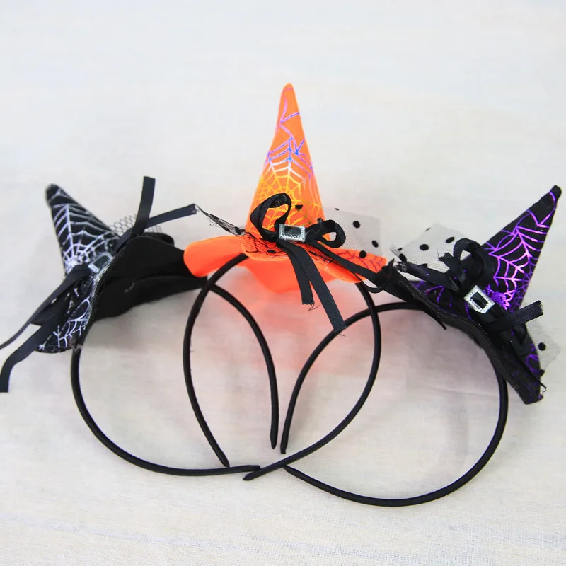 1PC Halloween Skull Headband Pumpkin Witch Hat Headwear For Women Halloween Party Hairband Cosplay Props Hair Accessories