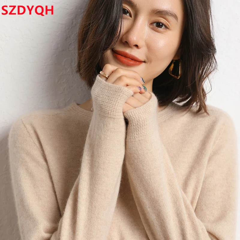 2023 Autumn Winter Women\'s 100% Cashmere Sweater O-Neck High Quality Soft Warm Pullover Female Solid Casual Knitted Jumper Tops