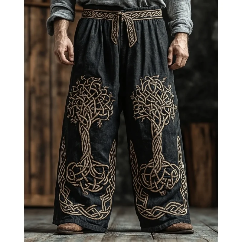 سراويل كاجوال مطبوعة ثلاثية الأبعاد من Viking Bear للرجال، سراويل مستقيمة برباط، سراويل شاطئ صيفية #4