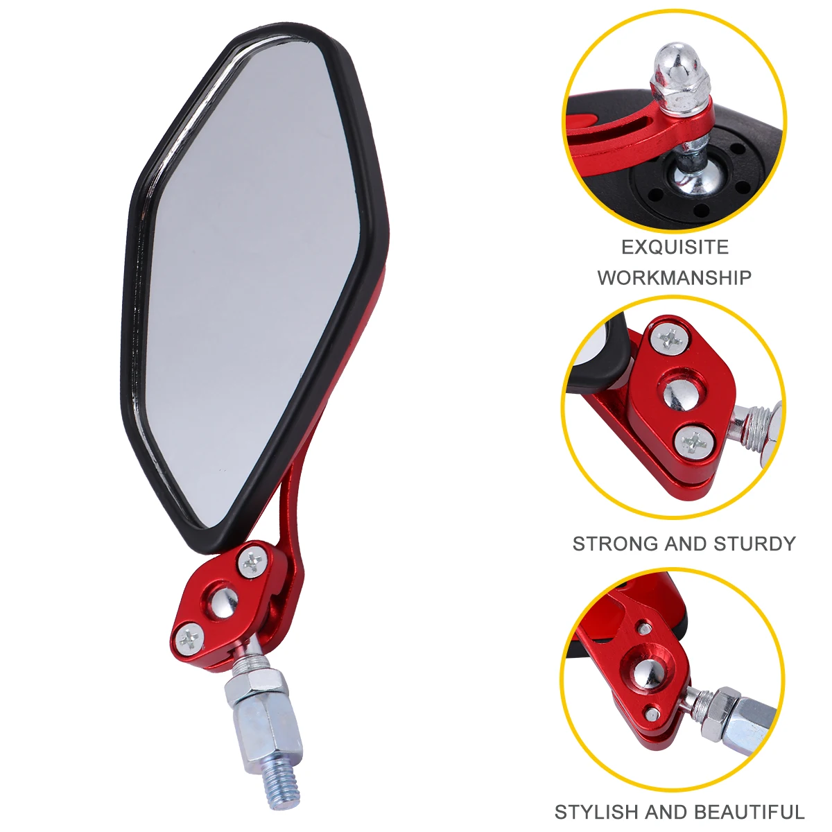 

1 Pair Motorcycle Rearview Mirror 360° Rotatable Adjustable Super Wide View Mirror For Bikes Cruisers Atvs Red