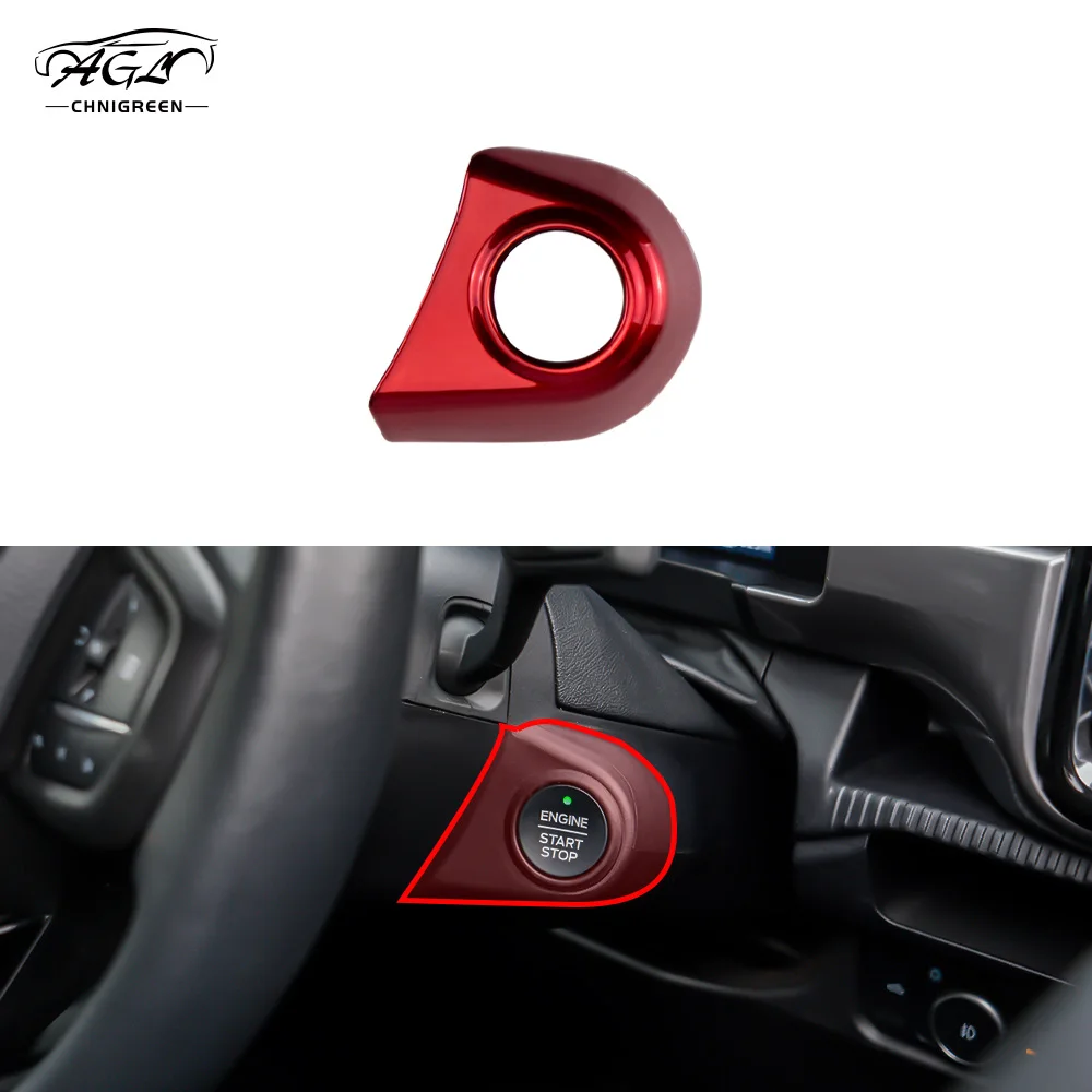 1pc ABS Carbon Fiber Color Red Engine Start Stop Button Frame Trim Cover for Ford Ranger Everest 2023