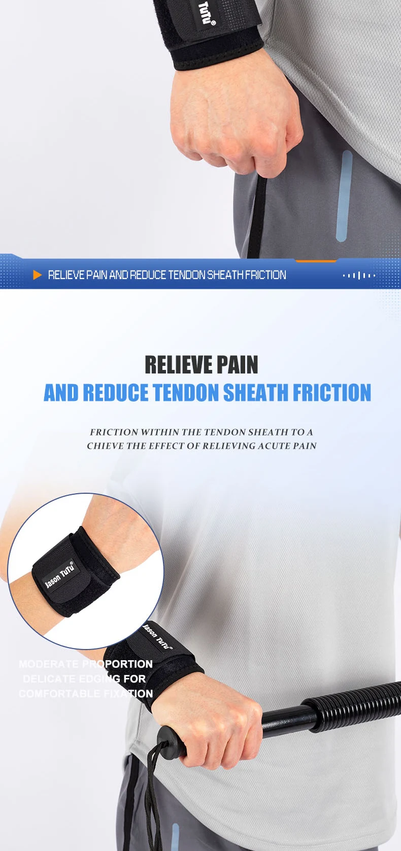 JASONTUTU 1 Stück Verstellbares Handgelenkband für Gewichtheben, Fitnessbandage, Handgelenkstütze, Schutzausrüstung, Handgelenksband, Tennisbandage – Detail 5