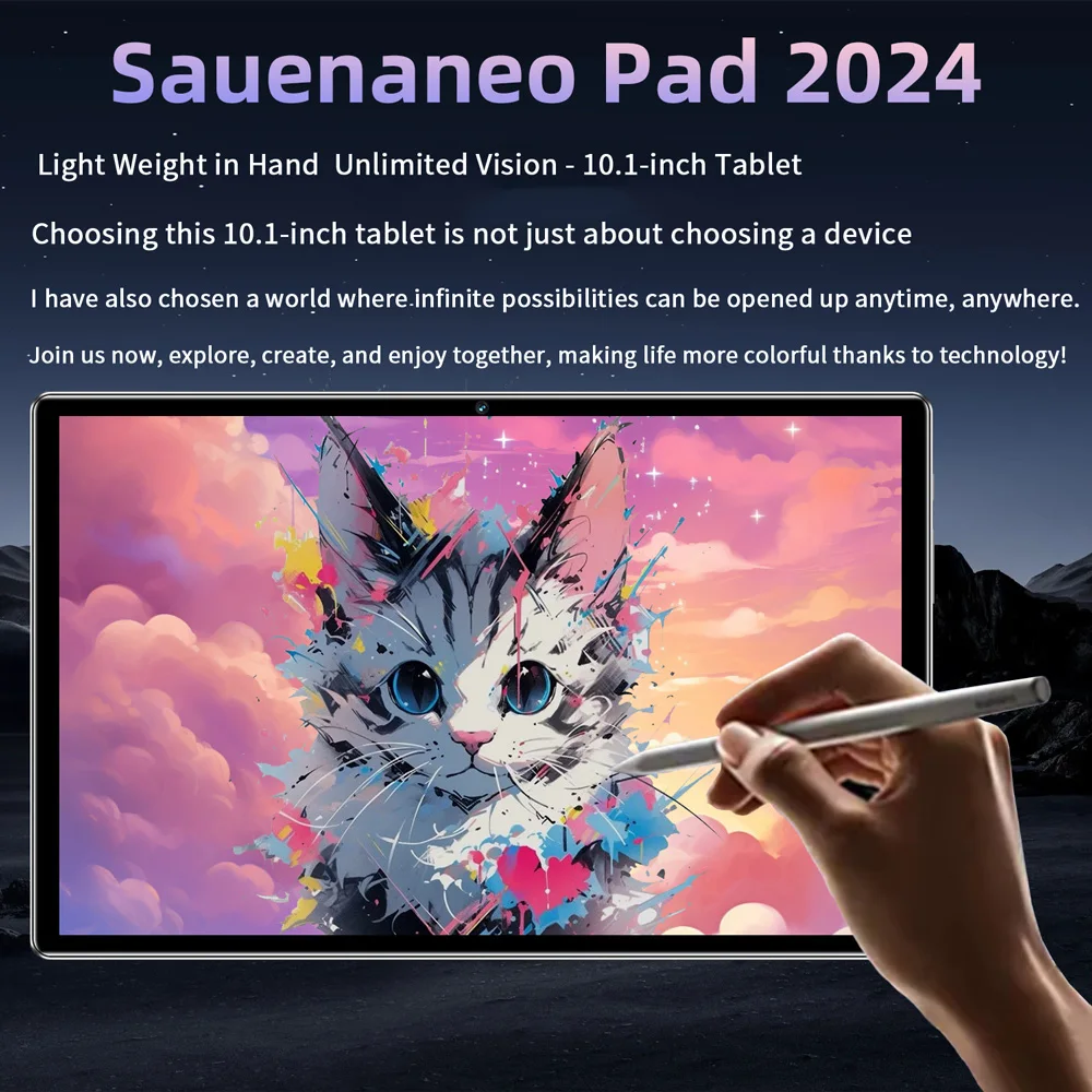 Sauenaneo 2024 New Original 10.1-inch Android Tablet 4GB RAM 64 ROM Supports 3G Call 5GWIFI Portable PC Tablet 5000mAh Android11