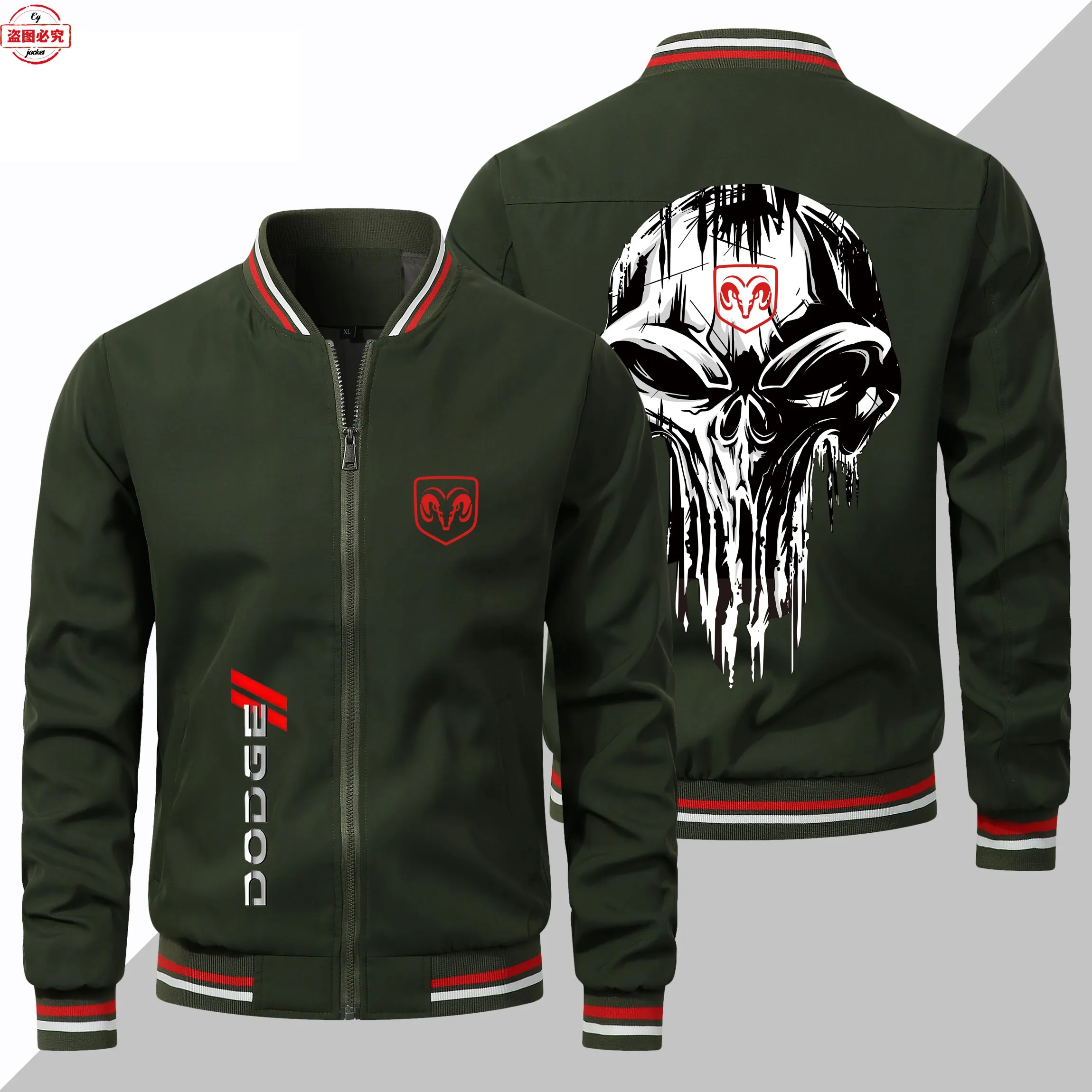 Dodge car logo racing suit jacket loose long-sleeved men's top zipper cardigan stand-up collar jacket work clothes