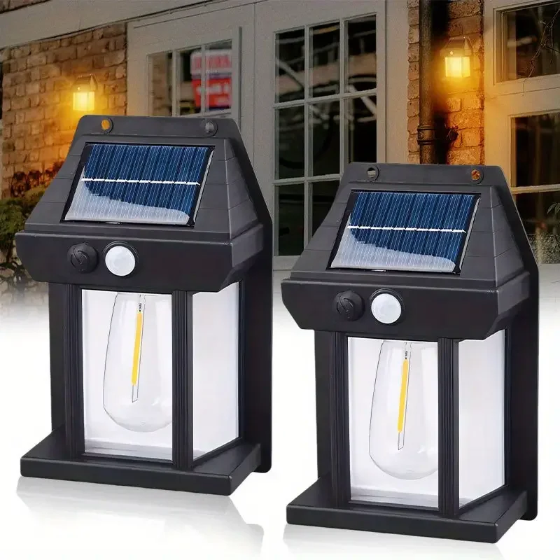 

1/2/4 яркие светодиодные солнечные садовые настенные светильники с датчиками движения, многофункциональные светильники для забора, подходящие для вилл, балконов, дорожек