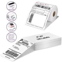 A6 Size 4x6'' 4x4'' Shipping Labels FanFold Paper 241BT 246S D520 DYMO 4XL Zebra Munbyn Nelko for LOGO Barcode