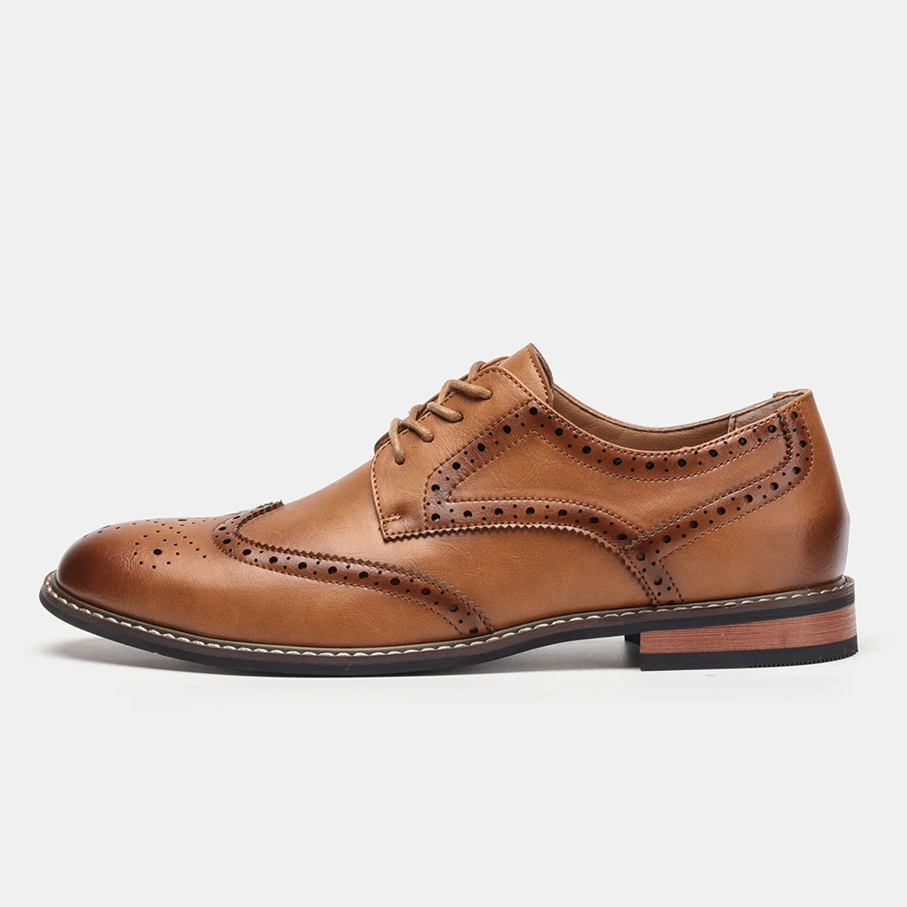 Herren-Anzugschuhe, hellbraune Anzugschuhe für Herren, Business-Herrenschuhe, Business-Büro-Stil, formeller Stil, Anzugsstil – Detail 9