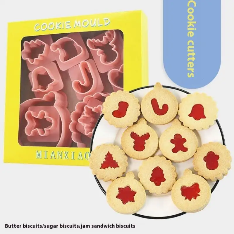 

1 Set 3D Christmas Cookie Cutters Biscuit Mold Gingerbread Man Cookie Mould Stamp Xmas New Year Party Decor Baking Tools