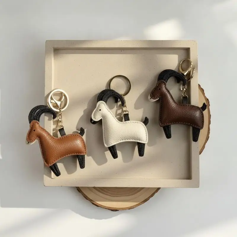 Hochwertiger Schlüsselanhänger aus PU-Leder mit Schaf-Motiv, langlebiger, weicher Schlüsselring, mehrfarbig, Reise-Taschenanhänger, Geschenk zum Thanksgiving für die Familie – Detail 6