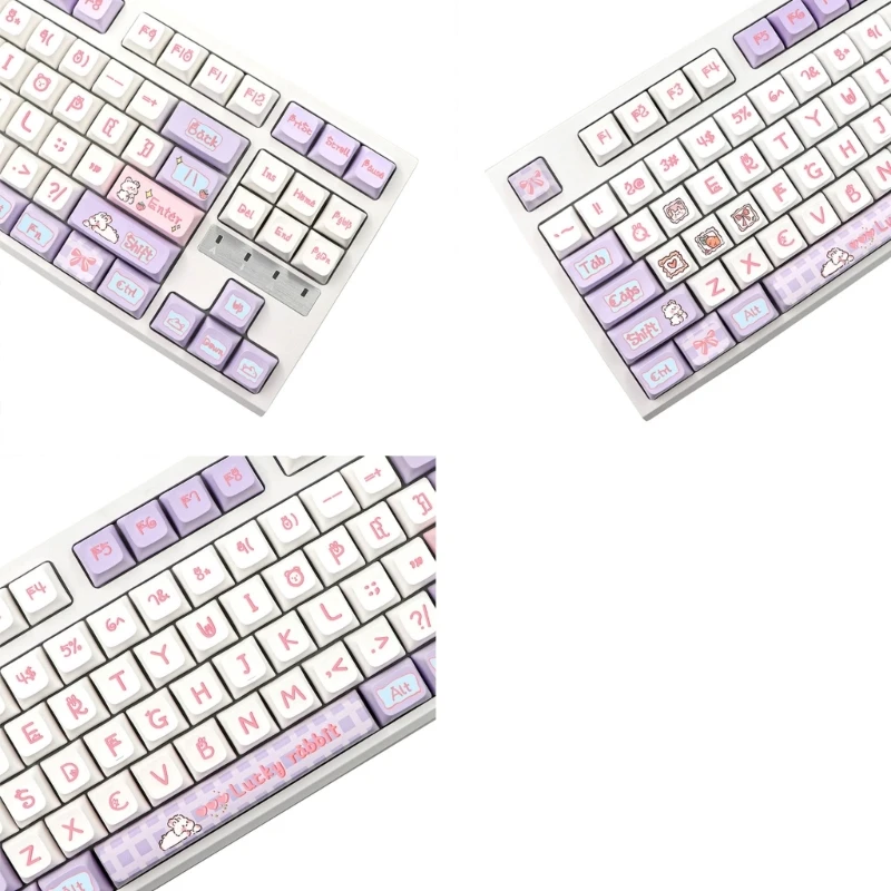 

144 Keys Milk Rabbit Keycaps XDA PBT Dye-Sub Cartoon Keycap For MX-Switches Mechanical Keyboard 61 64 68 89 980 104