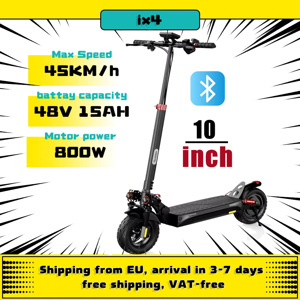 iScooter iX4 Electric Scooter Adults 10inch Anti-skid Off Road Pneumatic Tire Kick Scooter 15Ah 800W Max Speed 45KM/H Scooters