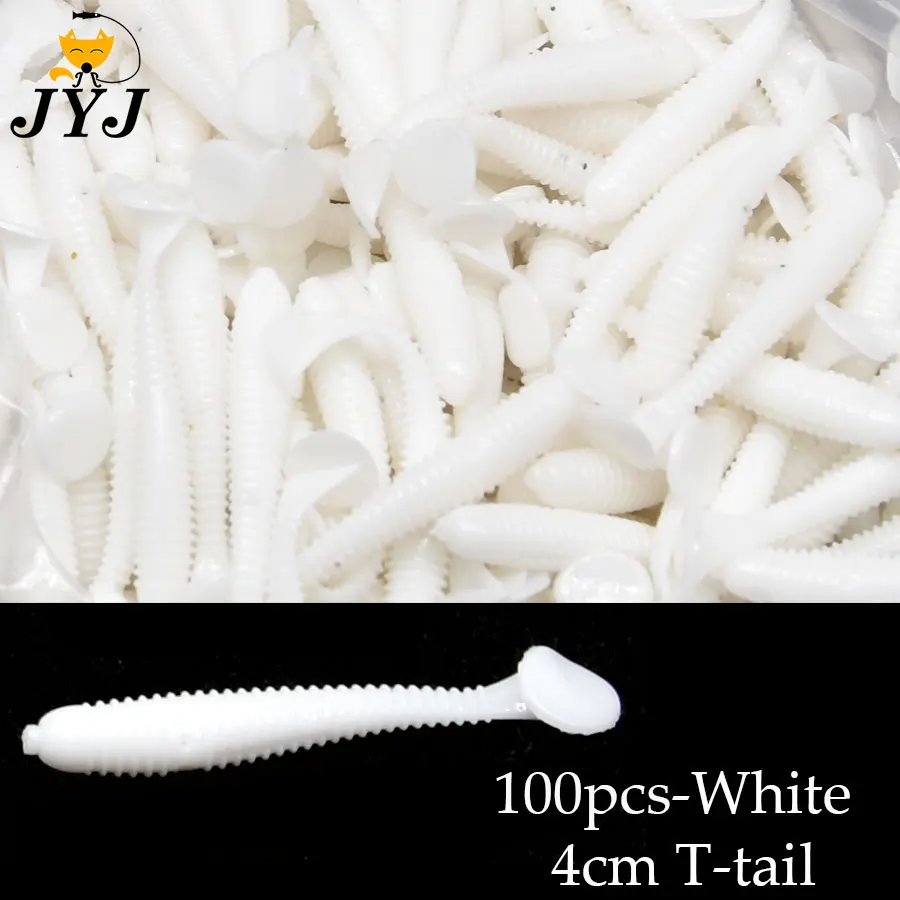 100pcs 4cm 0.47g fishing lure soft plastic small Ttail worm lure bait ,swimming wobbler isca pesca carp fishing artificial bait