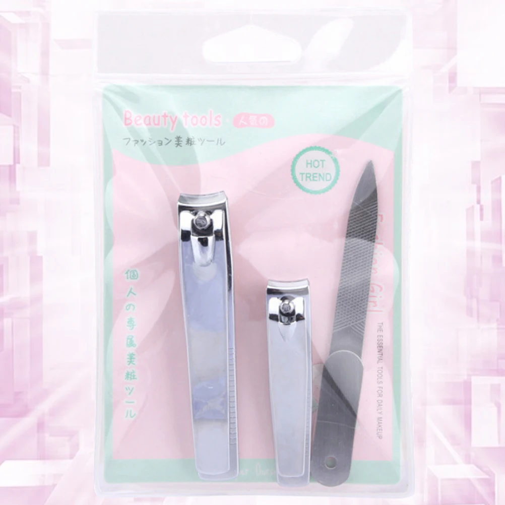 

3 Pcs Manicure Set Nail Cutter Pedicure Kit Stainless Steel Clippers File Trimmer