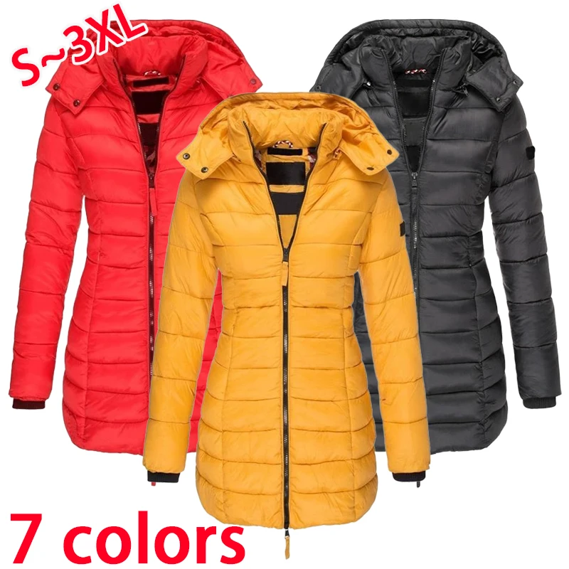 

Fashionable women's thickened warm down jacket long jacket winter long jacket casual hooded zipper cardigan down jacket