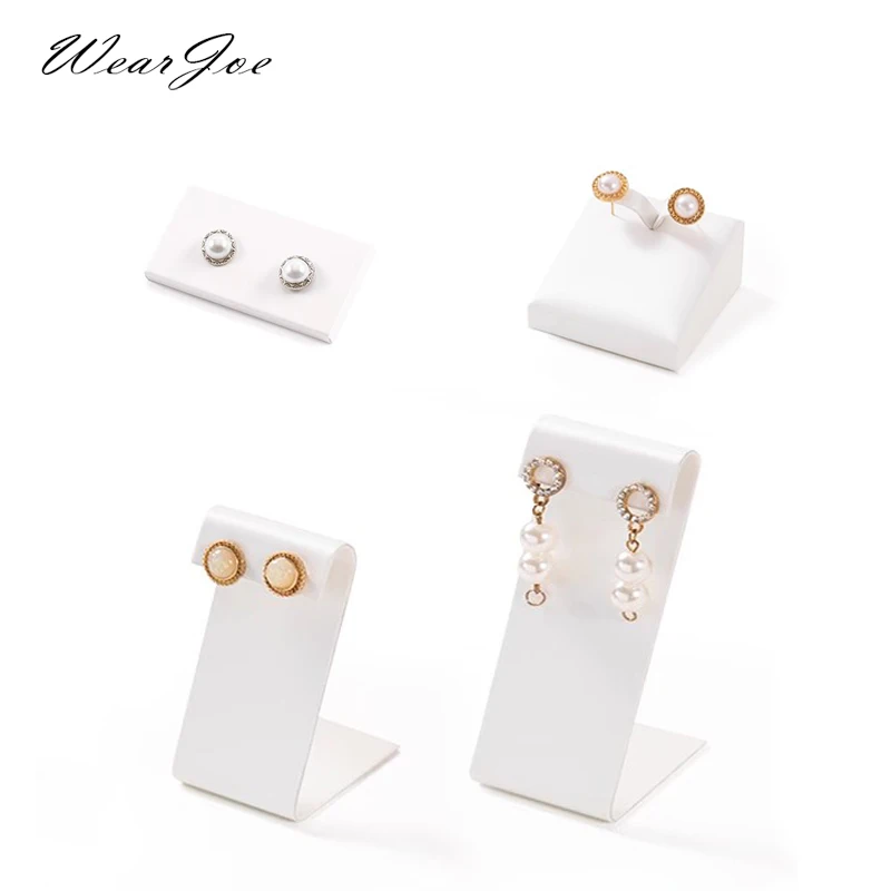 Jóias Display Stand Rack para Ear Studs, Brinco Titular, Elegante Branco Couro Dangle Clip Hoops, Jóias Organizador, Varejo