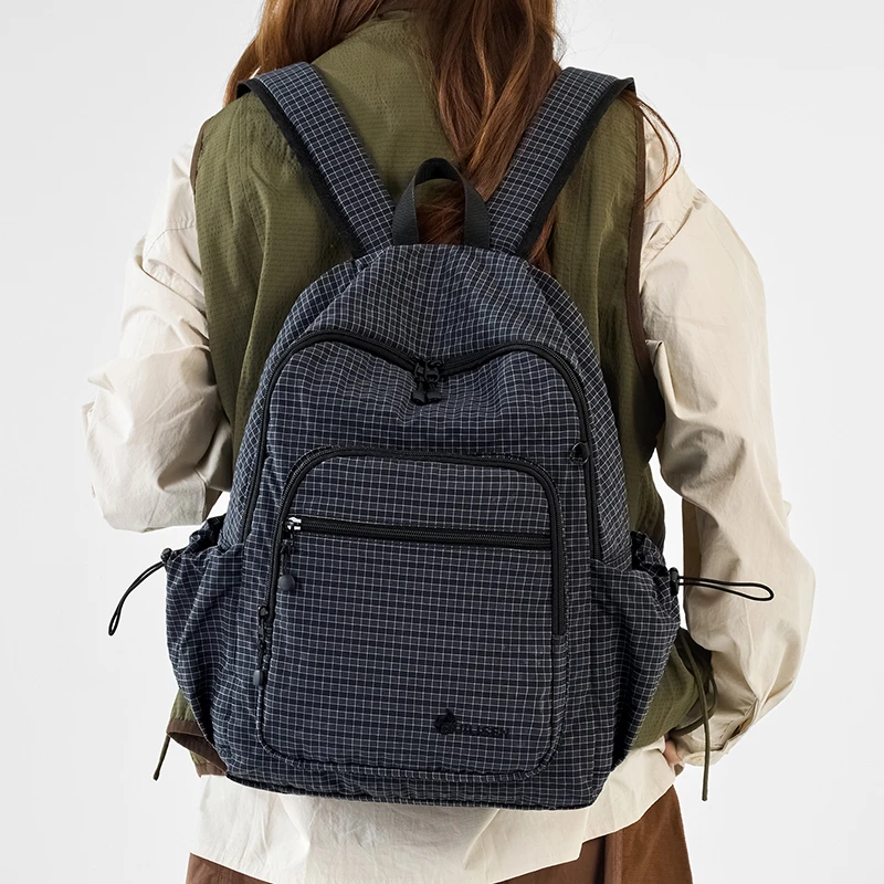 

Plaid Large Capaci Travel Bapa Women's Lightweight Simple Faion Briti Sle School Bag Casual Leisure Handbag