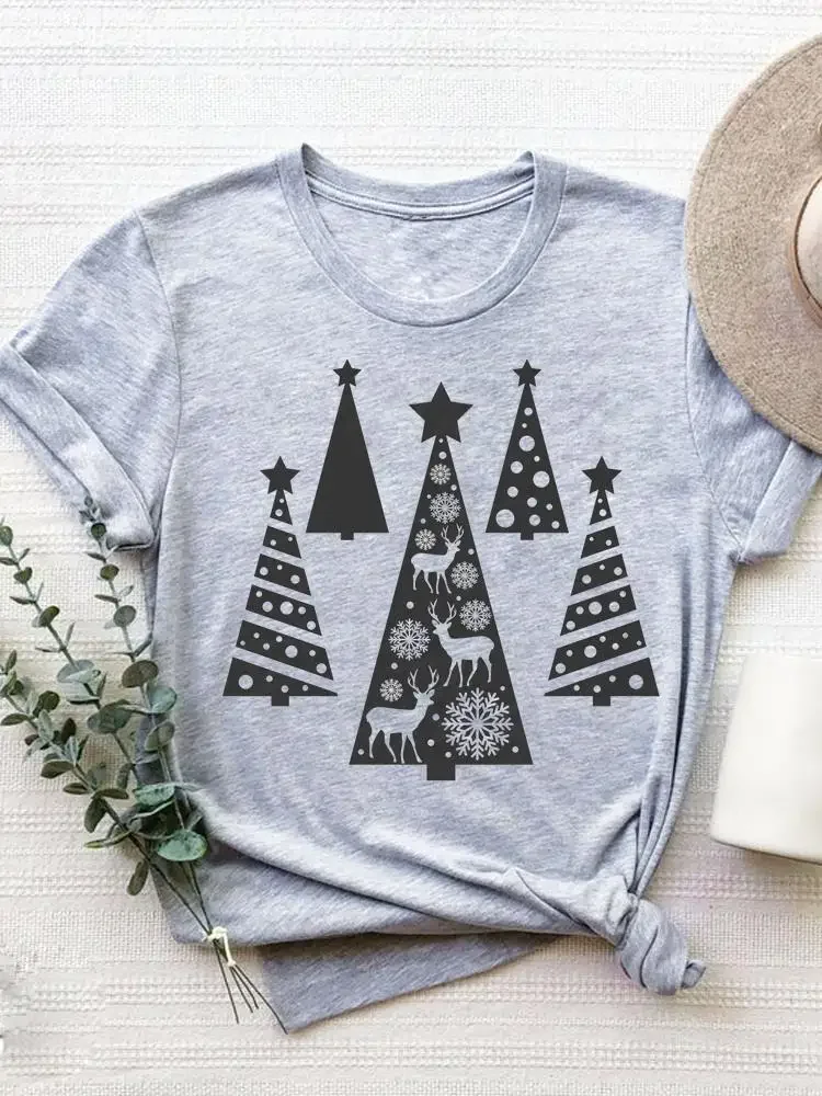 

Tree Love 90s Style Cute Women Holiday Fashion New Year T Shirt Clothes Print Top Graphic T-shirt Ladies Christmas Clothing Tee