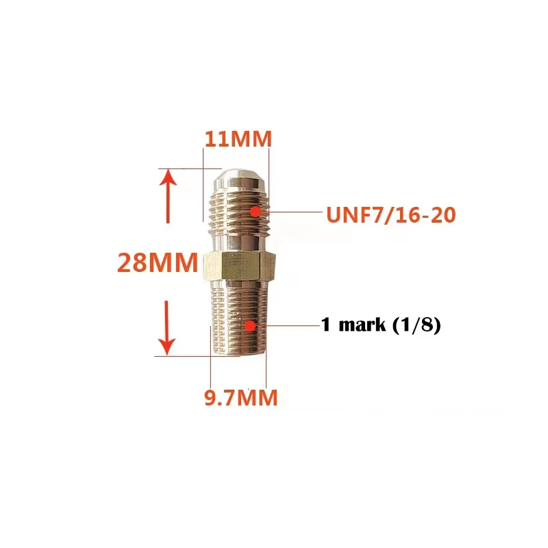 Vacuum pump connector, intake nozzle, fluorine pipe R22 adapter, American thread 7/16-20 inch 1/4SAE accessory