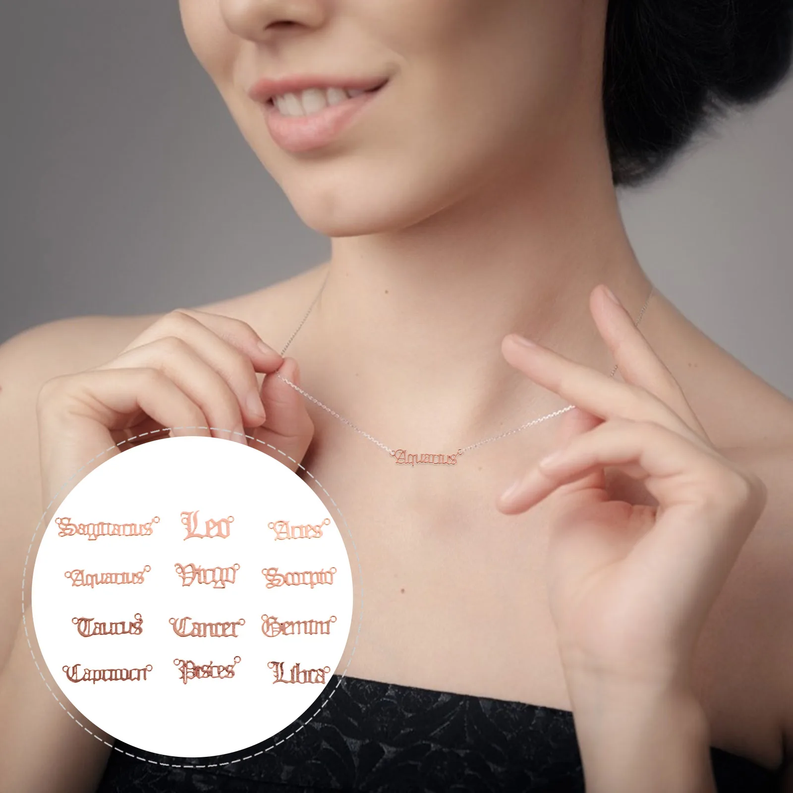 

DIY Letter Charms Zodiac Pendant Bracelet Jewelry Necklace Arch Making Supplies Silver Plated