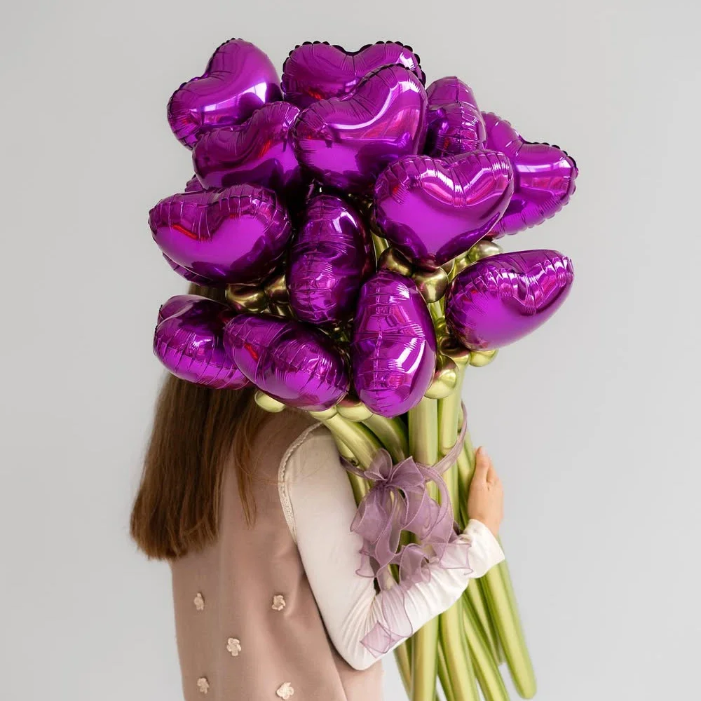 Liebesballon-Blumenstrauß-Set, rote und grüne Latex-DIY-lange Luftballons für Jahrestag, Hochzeit, Valentinstag, Geburtstagsfeiern – Detail 1