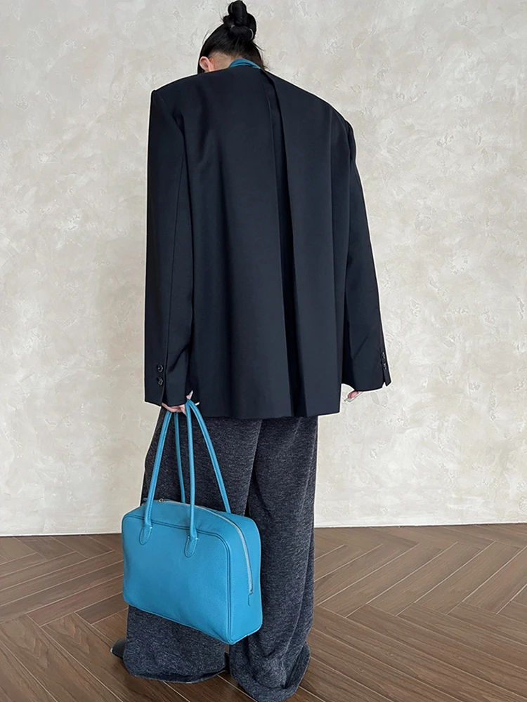 FANAN Fashion Designer Blazer con giunture sul retro per le donne Scollo a V doppio petto Giacche a maniche lunghe Cappotti femminili 2025 Autunno Nuovo