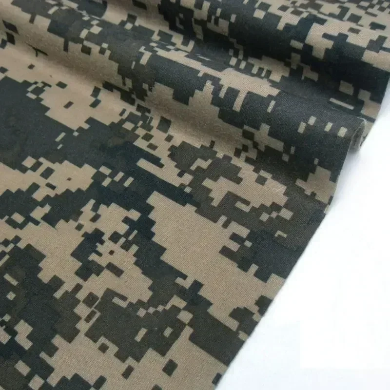 

Digital Camouflage Knitted Fabric Polyester Cotton Blend Stretch Fabric Coffee Green Hunting Camouflage Fabric 1.5m Wide