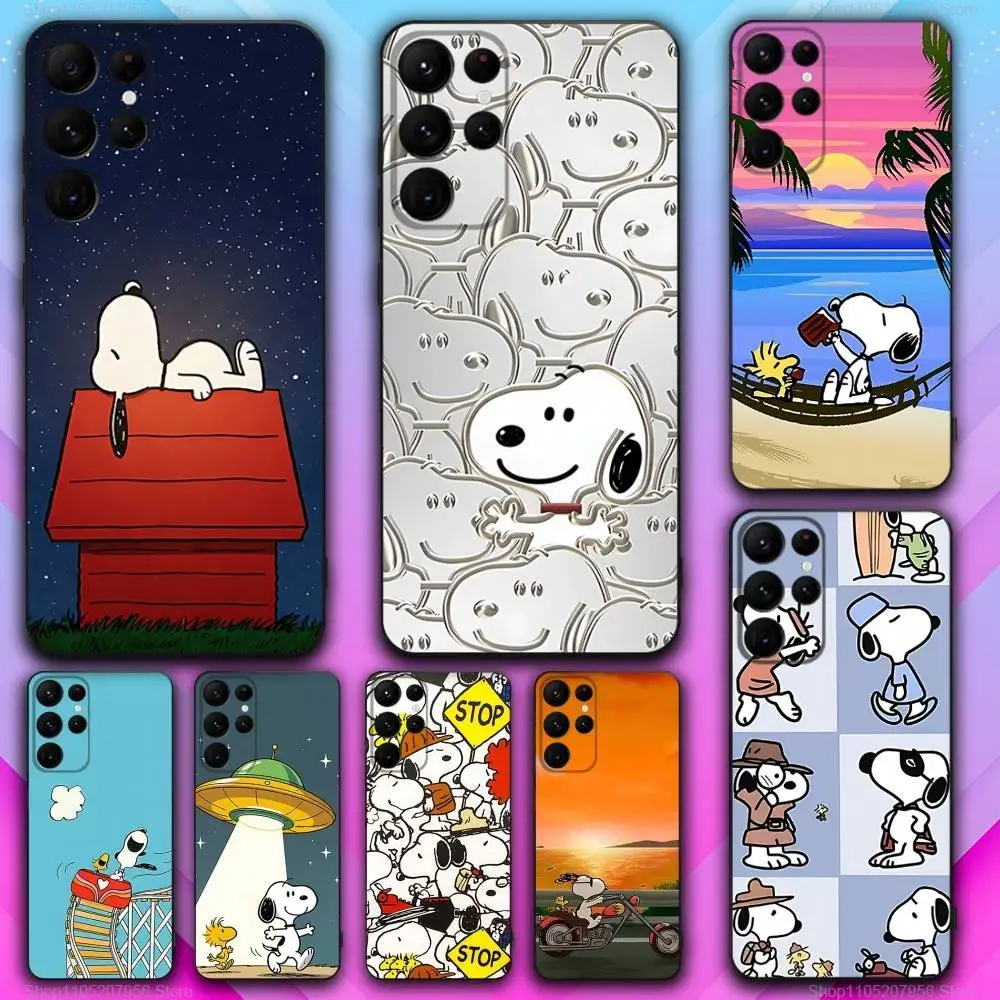 

L-Lovely S-Snoopys-ES Cute For Samsung S30,S25,S24,S23,S22,S21,S20,Fe,Lite,5G,Ultra,Plus Black Soft Phone Case