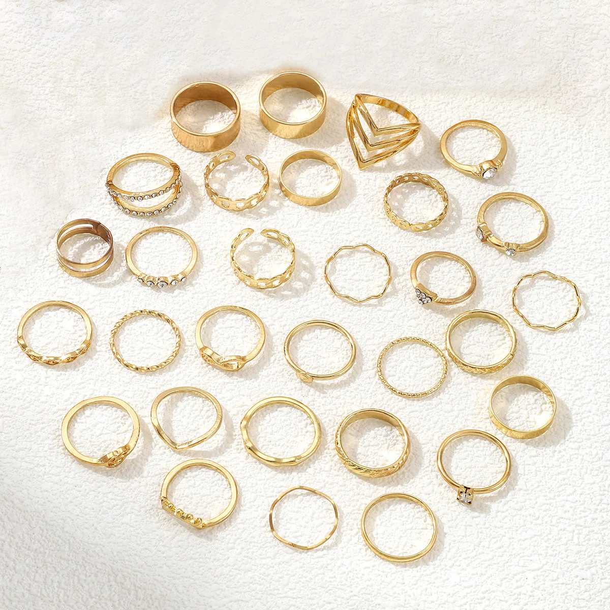 30Pcs Gold Color Knuckle Rings Set For Women Bohemian Geometric Finger Ring Girls Wedding Party Jewelry Gift