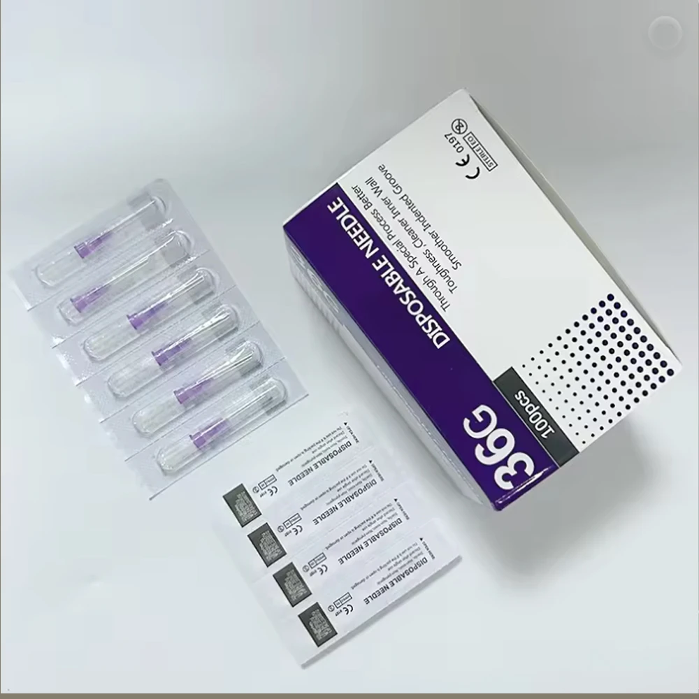 100 Aiguilles Superfines Indolores 36G/34G/32G/30G, Tailles 4mm-38mm, Aiguilles Ultrafines pour Outils de Précision et de Traitement des Paupières