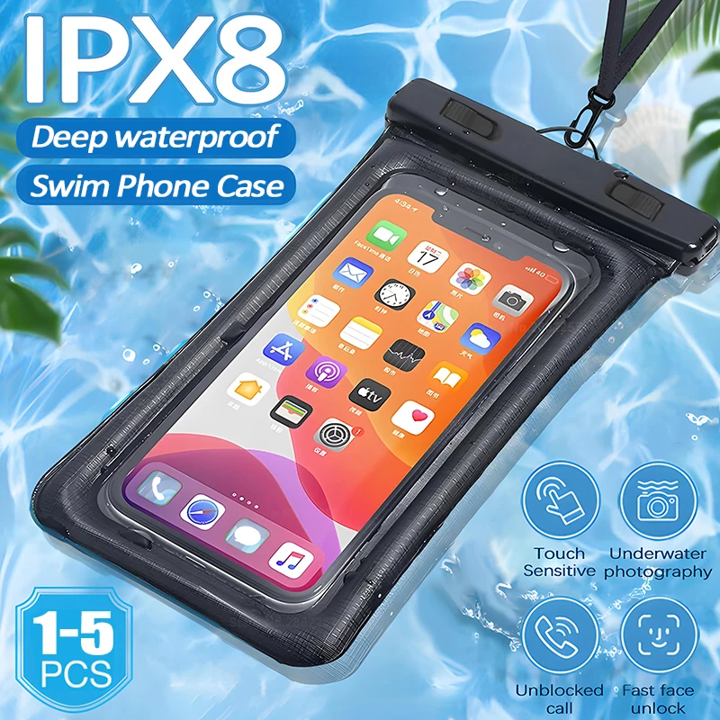 IPX8 Uniwersalne wodoodporne etui na telefon do iPhone'a 15 14 13 12 11 Pro Max Wodoodporna torba na telefon Samsung S23 S22 S21 Ultra