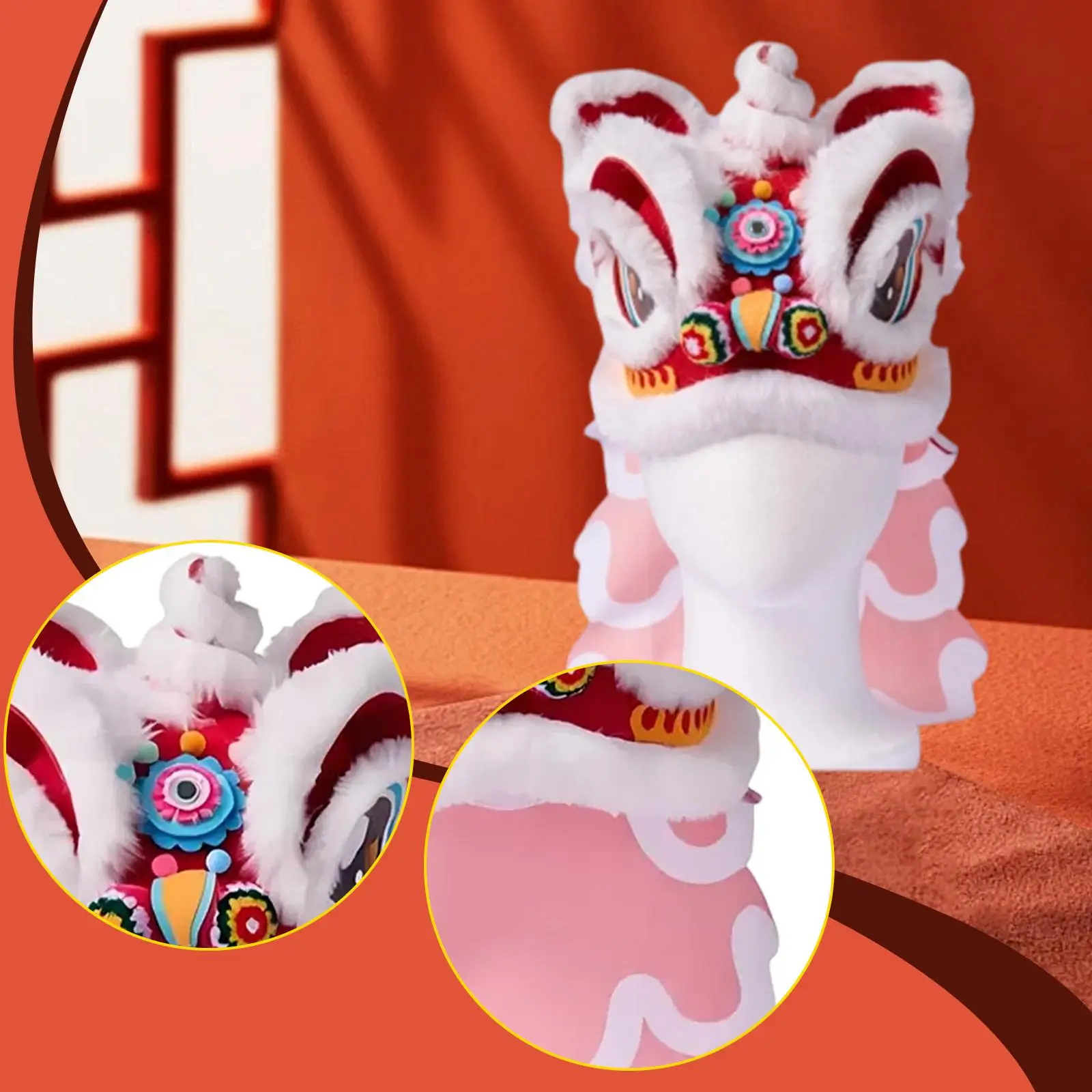 Kit de Materiales para Cabeza de León Danzante, Manualidades Tradicionales del Año del Dragón para el Año Nuevo Chino, Regalo para el Festival de Primavera