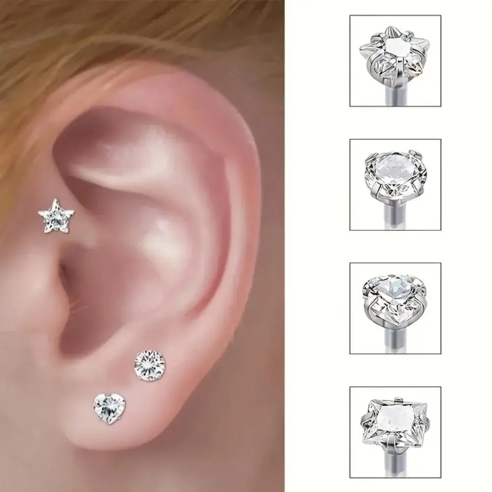 1/16Pcs Set Tragus Earrings Lip Rings Labret Studs Cartilage Helix Earrings Flexible Clear Bar Piercing Retainer for Women Men