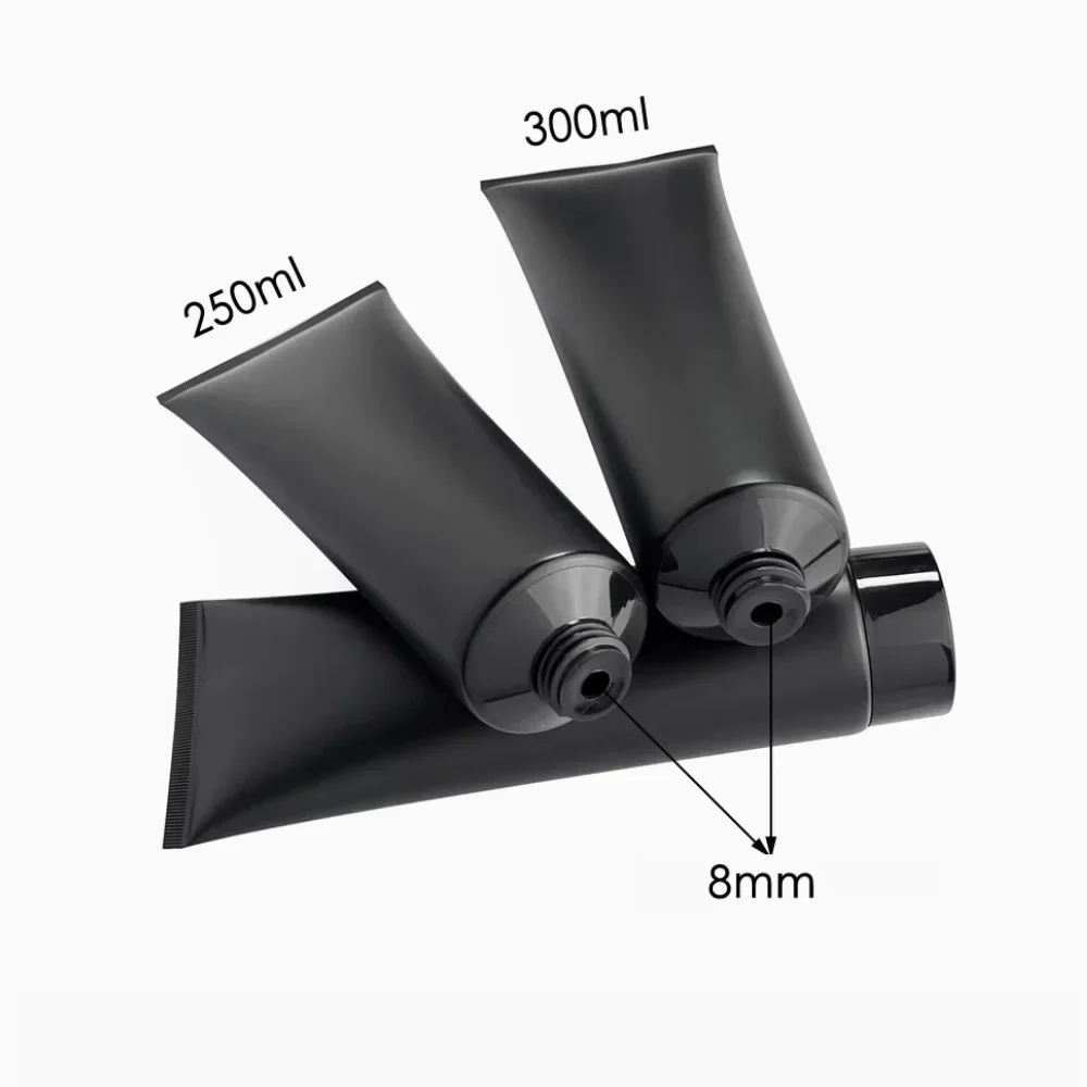 250ml 300ml Matowa czarna miękka butelka 250g 300g Pusty pojemnik wielokrotnego napełniania Odżywka kosmetyczna Kremowy balsam Wyciskana tubka