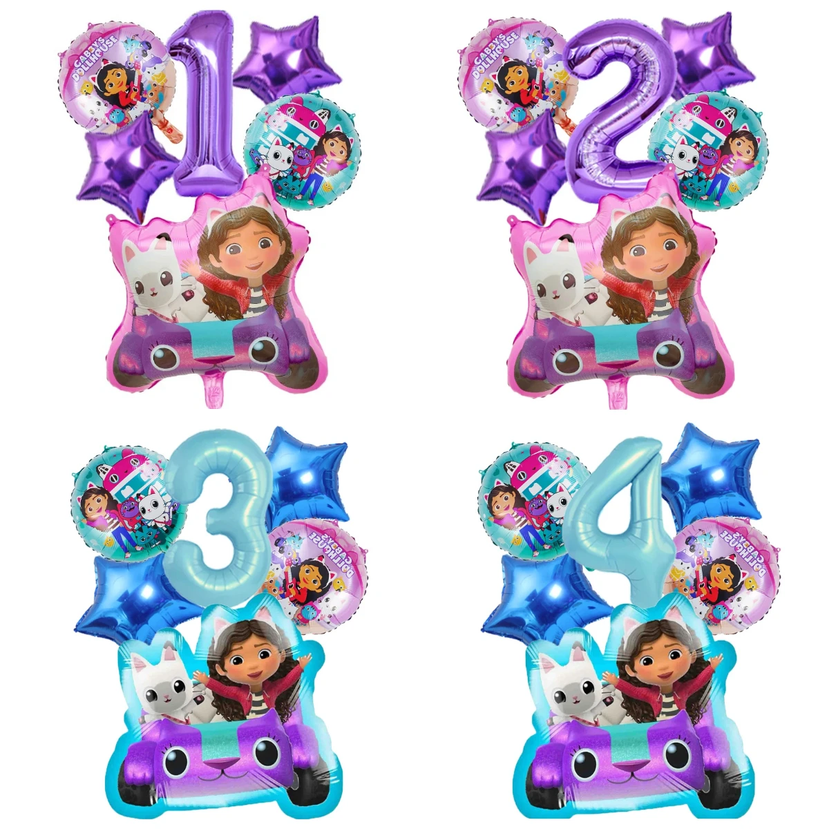 Ensemble de ballons pour maison de poupée Gabby, 6 pièces, fournitures de décoration de fête d'anniversaire pour filles, ballons à hélium pour réception-cadeau pour bébé