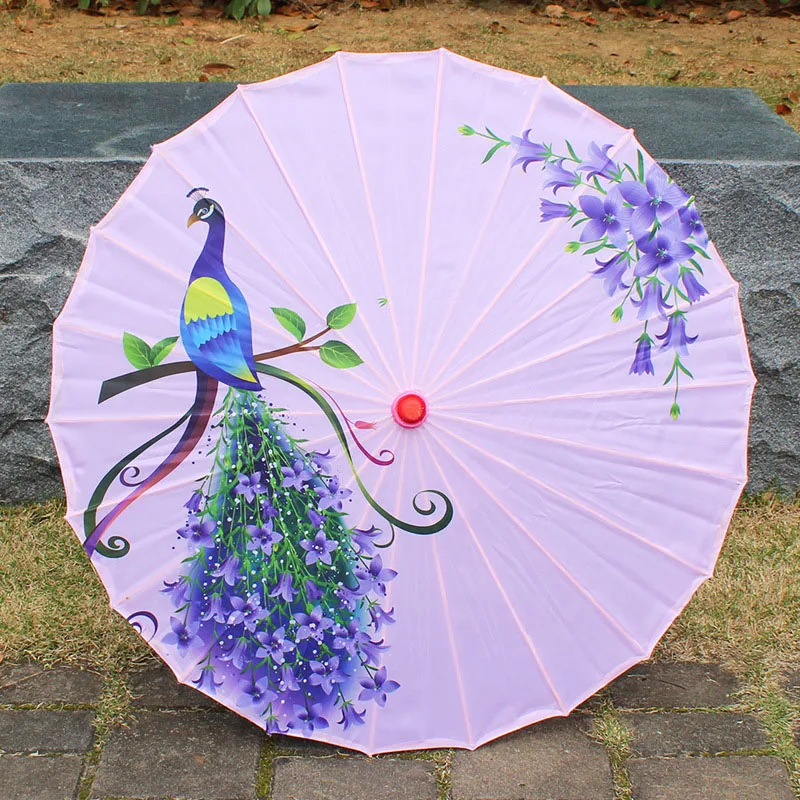 Chinese Umbrella Ribbon Ancient Oil Paper Umbrella Silk Cloth Umbrella Hanfu Umbrella Props Shooting Performance Costume Parasol