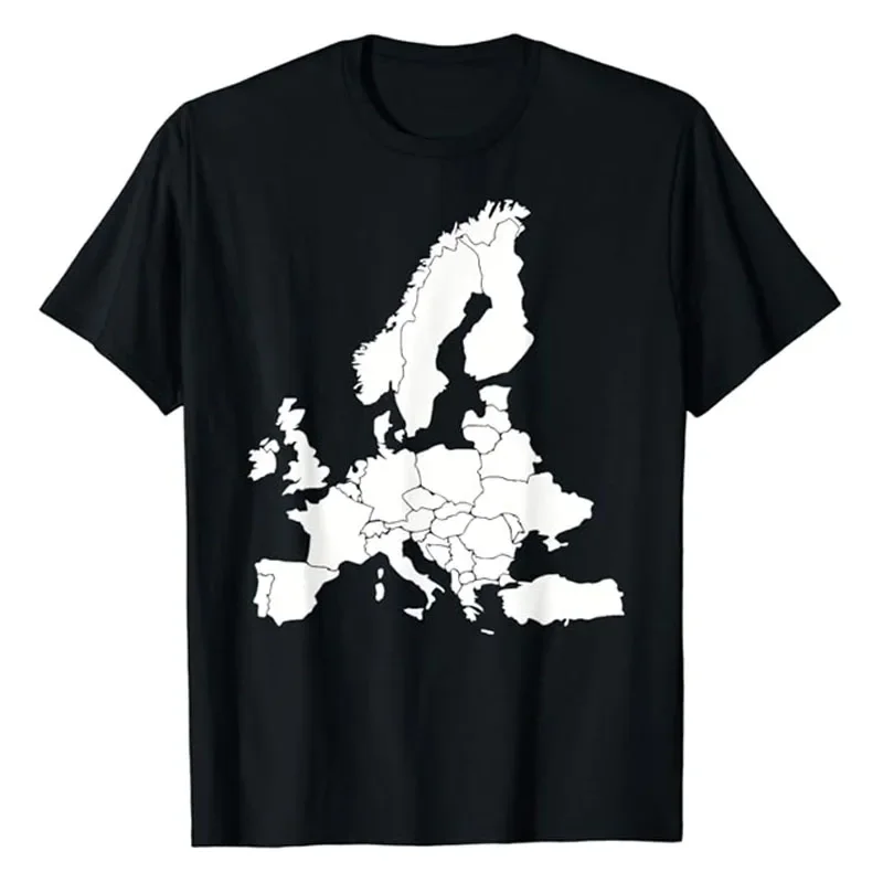 Europe Map T-Shirt Humor Funny European Maps Graphic Tee Short Sleeve Tops European Trip Lover Clothes Political Borders Gifts